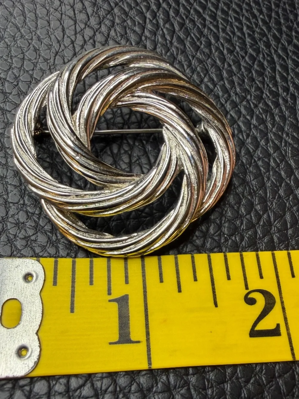 Vintage Monet Silver Tone Swirl Brooch Pin 1.75